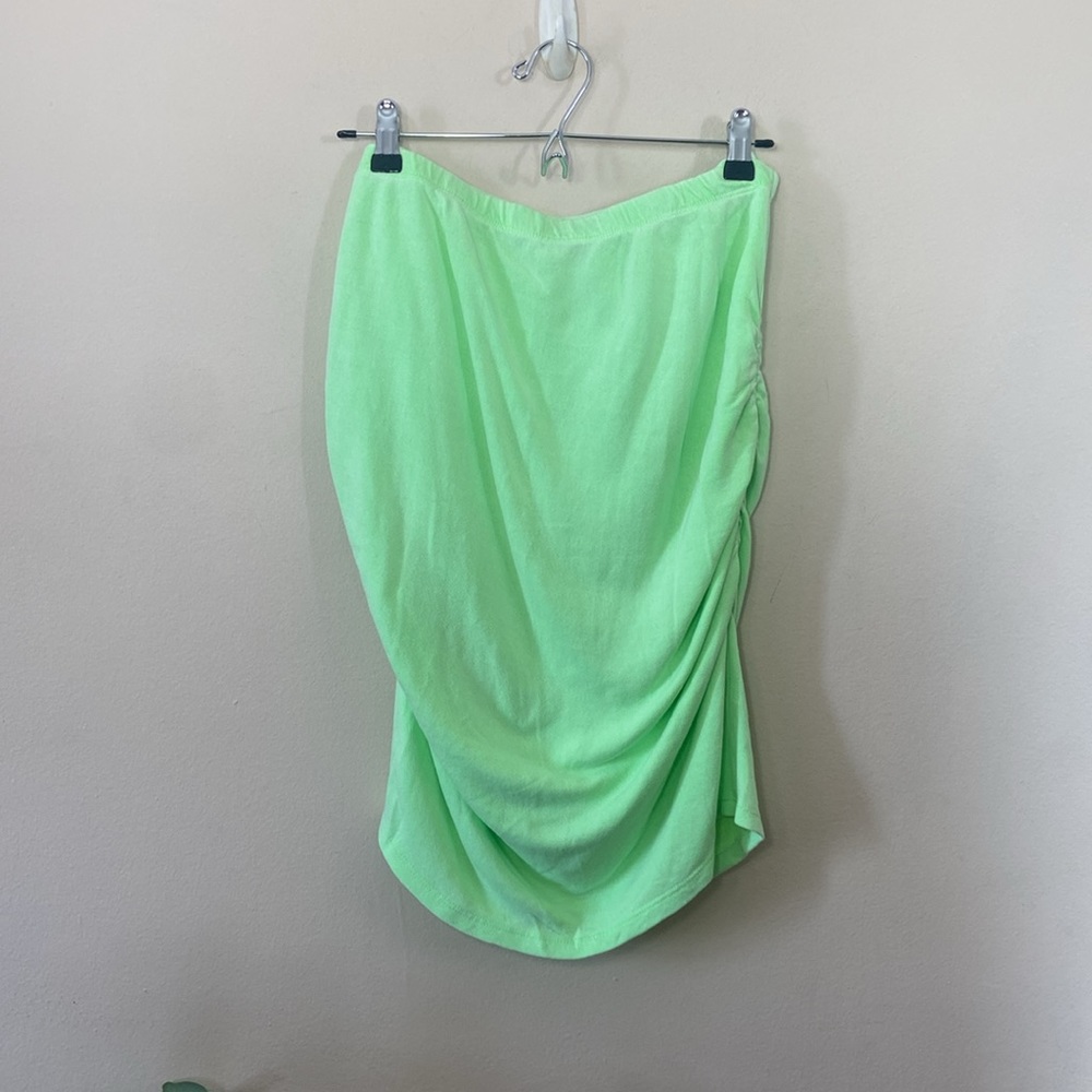 Sundry Neon Lime Green Ruched Pencil Skirt Size 4 Bodycon Pop Color Summer